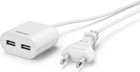 Hama USB-Netzteil mit Kabel 2.4A 2x USB 1.9m weiß