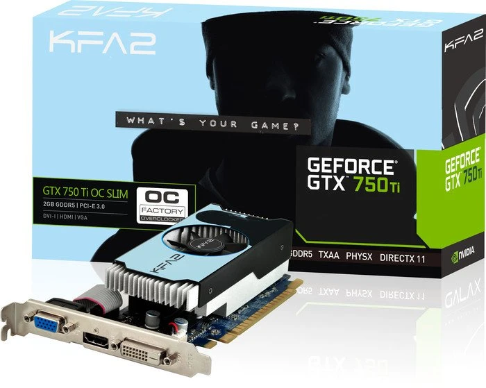 KFA2 GeForce GTX 750 Ti OC Slim, 2GB GDDR5, VGA, DVI, HDMI