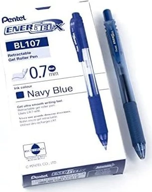 Pentel EnerGel X BL107 0.7mm/0.35mm Gelroller marineblau/transparent, 12er-Pack