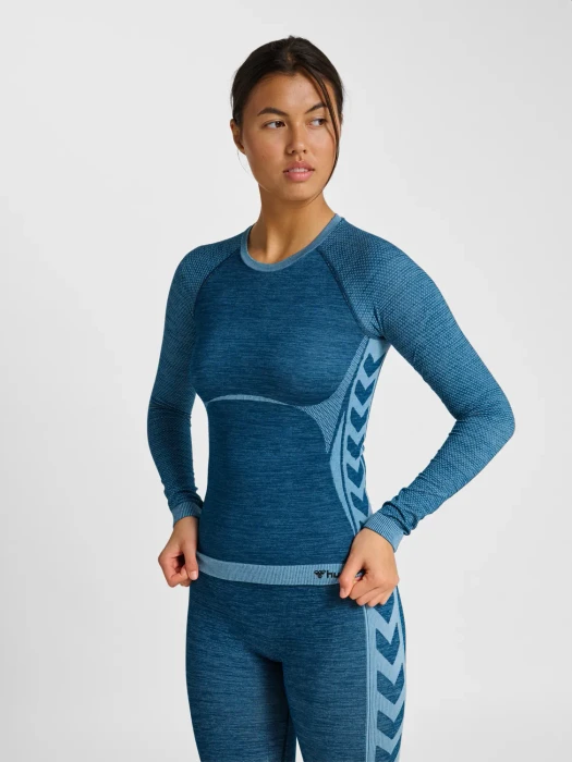 hummel CEA Seamless Tight Funktionsshirt langarm navy peony/faded denim (Damen)