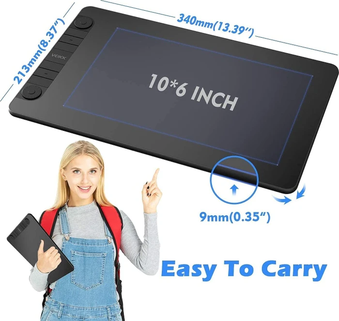 VEIKK VK1060PRO Graphic Pen Tablet, schwarz