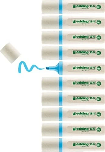 edding EcoLine 24 Highlighter neon hellblau, 10er-Pack