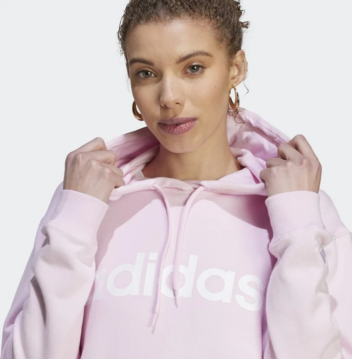 adidas Essentials Linear Hoodie clear pink/white (Damen)