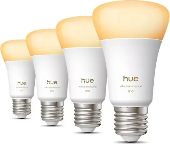 Philips HUE White Ambiance Smart LED A60 E27 810 6W, 4 Stück