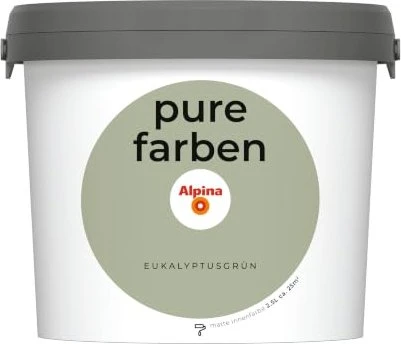 Alpina Farben Pure Farben Wandfarbe eukalyptusgrün innen grün, 2.5l
