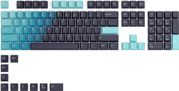 Glorious GPBT Keycaps, Kunststoff (PBT), Celestial Ice, türkis/blau/schwarz, 114 Tasten (104+10), ANSI-US