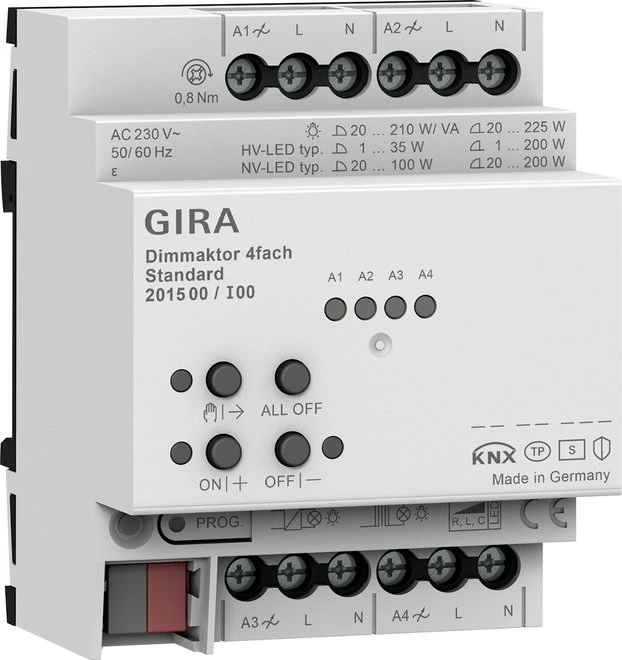 Gira KNX Dimmaktor 4-fach, 4TE REG, Dimmaktor
