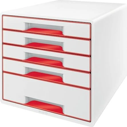 Leitz WOW CUBE - 5 Schublade(n) - Rot - Weiß - Matt - Monochromatisch - 270 mm - 287 mm (52142026)