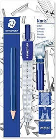 Staedtler Noris Club 550 Schulzirkel Metall mit Bleieinsatz, Universaladapter, Bleistift, silber/blau, Blister