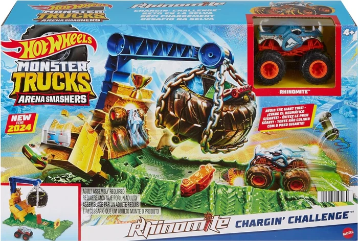 Mattel Hot Wheels Monster Trucks Rhinomite Chargin' Challenge Playset