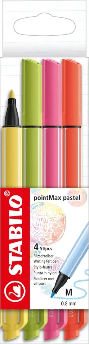 STABILO pointMax pastell warm sortiert, 4er-Pack, Kunststoffetui