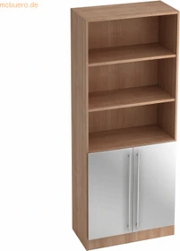 Hammerbacher Schrank 5OH V7700, Relinggriff, nussbaum/silber, Aufbewahrungskombination