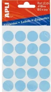 APLI Etiketten rund, 19mm, blau, 5 Blatt (100 Etiketten)