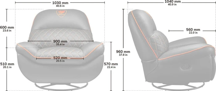 Cougar Overlord CGR-OVL-ORB Gaming-Sofa, schwarz/orange