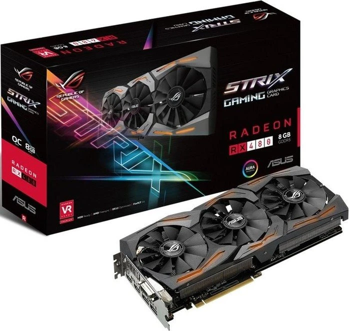 ASUS ROG Strix Radeon RX 480 OC, ROG-STRIX-RX480-O8G-GAMING, 8GB GDDR5, DVI, 2x HDMI, 2x DP