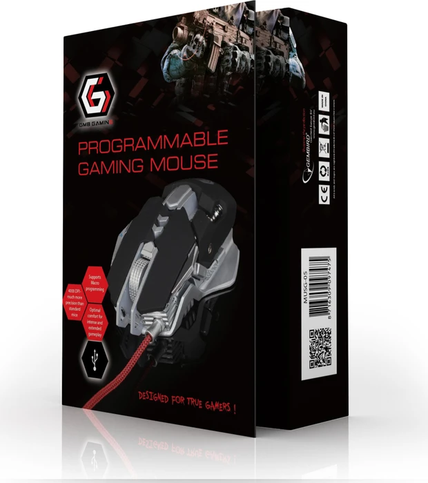 Gembird Gaming Mouse 05 schwarz/silber, USB