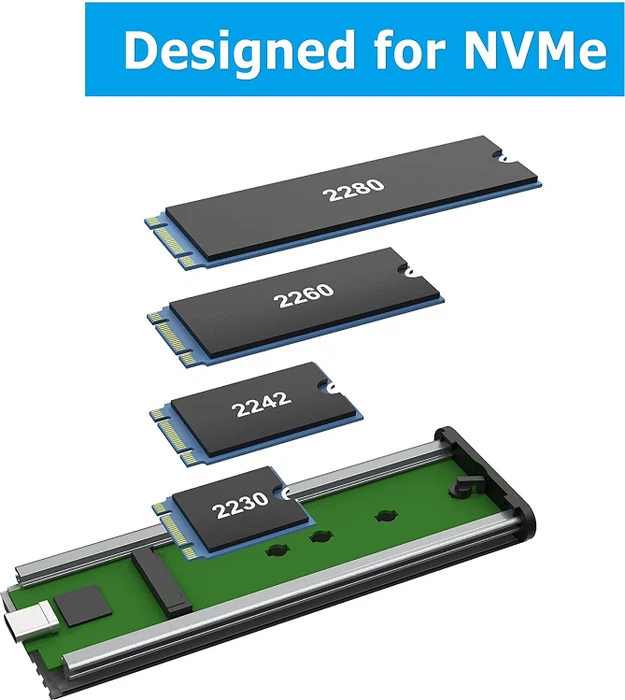 Akasa M.2 PCIe NVMe SSD to USB 3.2 Gen 2x2 Aluminium Enclosure, USB-C 3.2
