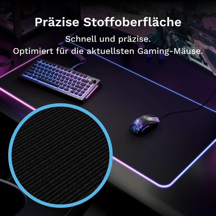 Glorious GMP 2 GLED RGB Gaming Mauspad Large Extended, 915x280mm, schwarz