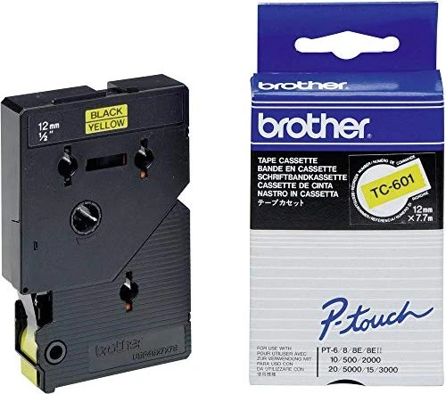 Brother TC-601 Beschriftungsband, 12mm, schwarz/gelb