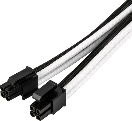 SilverStone PP07E Serie P07E-EPS8BW, 4/8-Pin ATX12V Verlängerungskabel, 300mm, sleeved schwarz/weiß