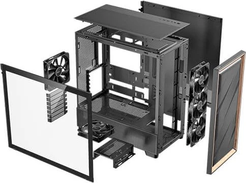 Antec Flux, schwarz/braun, Glasfenster