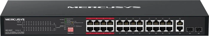 Mercusys Rackmount Switch, 24x RJ-45, 2x RJ-45/SFP, 295W PoE+