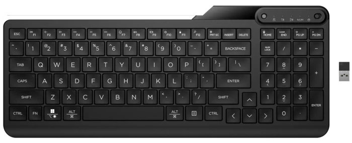 HP 475 Dual-Mode Wireless Keyboard, Jet Black, USB/Bluetooth, DE