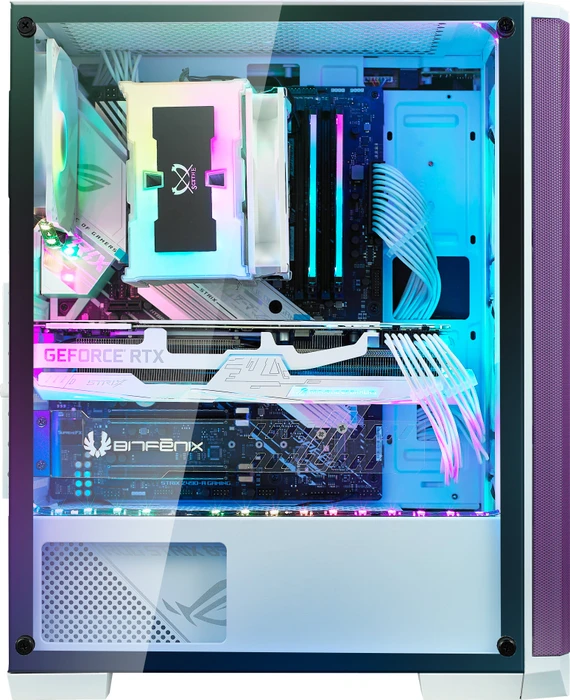 BitFenix Nova Mesh SE TG 4ARGB, weiß/violett, inkl. 4x Lüfter, Lüfter LED RGB, Glasfenster