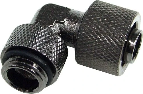 Aquatuning HF Schlauchanschluss, 90°, G1/4" AG auf 13/10mm drehbar, schwarz vernickelt