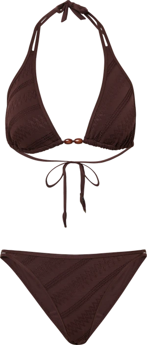 s.Oliver Strukturmuster und Schmuckperlen Bikini-Set mokka (Damen) (6010599.118)
