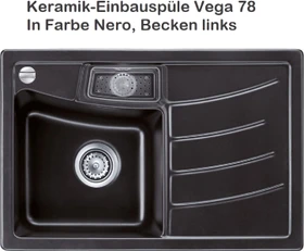 systemceram Vega 78 Einbau Becken rechts nigra