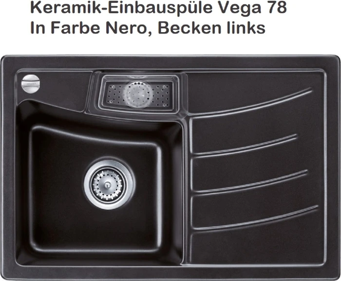 systemceram Vega 78 Einbau Becken rechts nigra