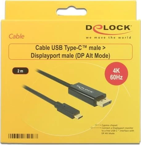 DeLOCK USB-C [Stecker] auf DisplayPort [Stecker] Adapterkabel, 2m