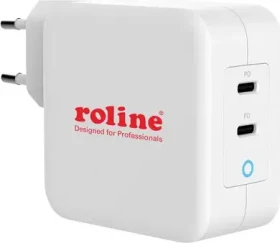 Roline / Secomp USB Charger mit Euro-Stecker 2 Port (2x USB-C PD) GaN 100W weiß
