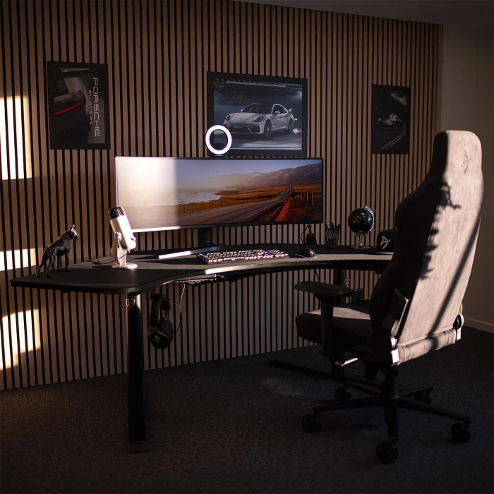 Arozzi Arena Angelo Gaming Eckschreibtisch 225x71cm Pure Black