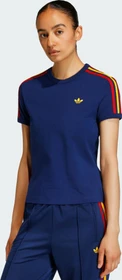 adidas 3-Streifen Slim T-Shirt kurzarm night indigo/better scarlet/white (Damen)