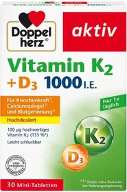 Doppelherz Vitamin K2 + Vitamin D3 1000 I.E. Tabletten, 30 Stück