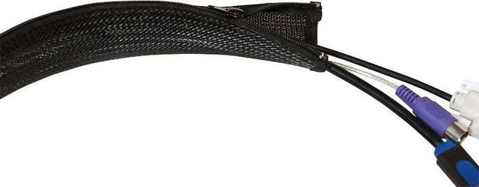 LogiLink Flexibler Kabelschutz Kabelmanagement mit Reißverschluss, 35mm, 1m, schwarz