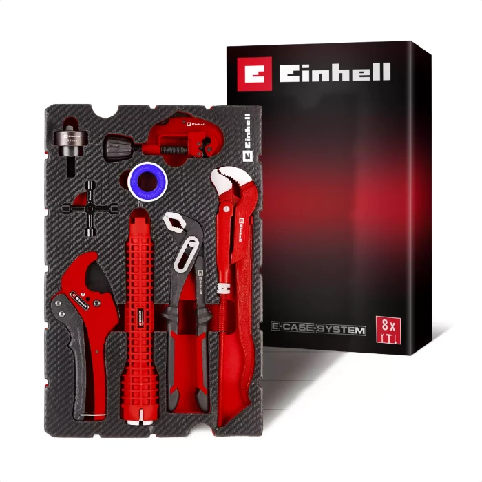 Einhell E-Case Inlay Sanitärinstallation Handwerkzeugset, 8-tlg.