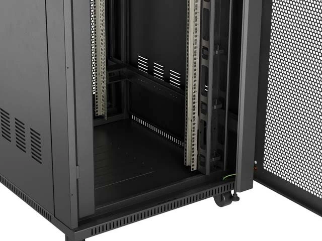 Lanberg 19" Rackschrank 22HE, LCD, freistehend, Flat Pack, V2, Gitternetztür, IP20, RAL 9004, 1200mm tief