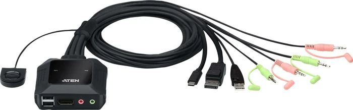 ATEN 2-Port USB-C DisplayPort Hybrid Cable KVM-Switch