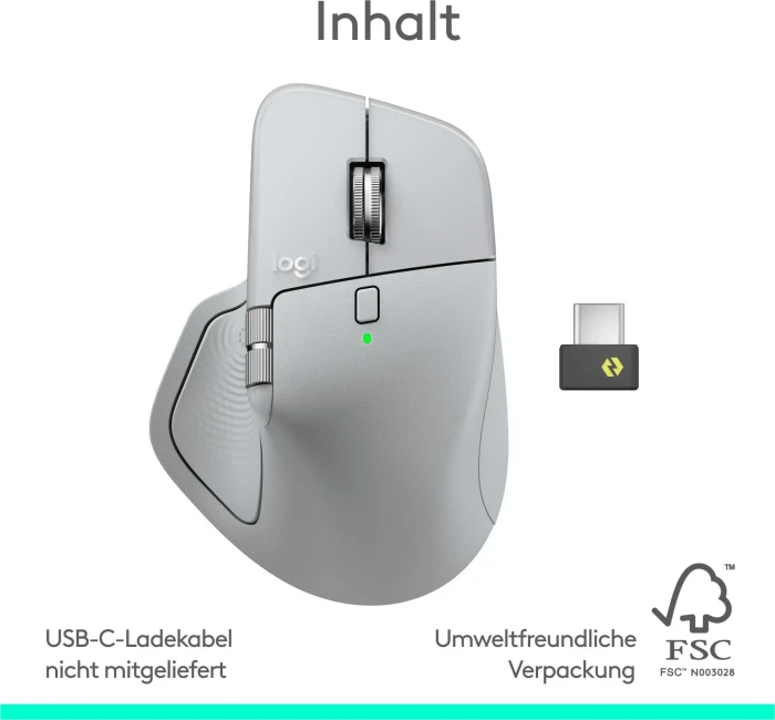 Logitech MX Master 4 Pale Grey, hellgrau, Logi Bolt, USB/Bluetooth
