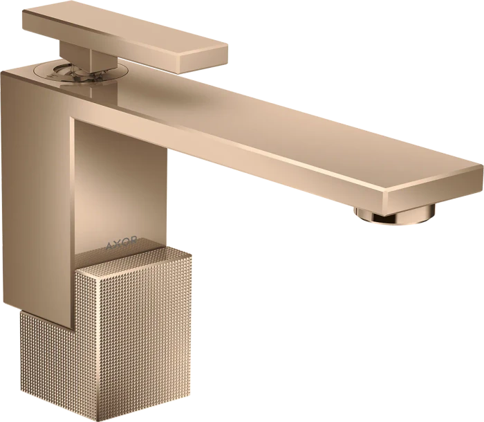 Hansgrohe AXOR Edge Einhebel-Waschtischmischer 130 mit Push-Open Ablaufgarnitur diamantschliff polished red gold