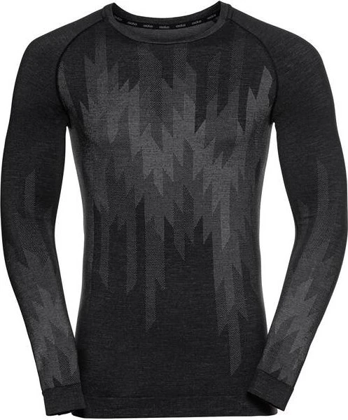 Odlo Kinship Performance Wool Warm Baselayer Funktionsshirt langarm black melange (Herren)