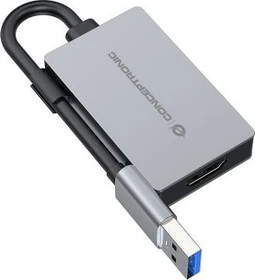 Conceptronic ABBY22G USB-A 3.0 [Stecker] auf HDMI 1.4 [Buchse], Adapterkabel, grau, 16cm
