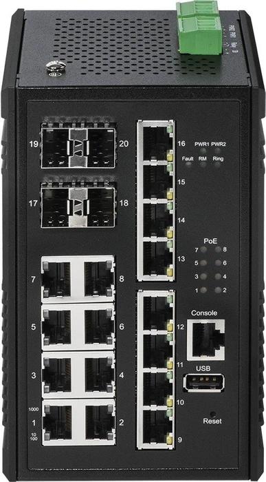 Edimax Pro IGS-5 Industrial Railmount Gigabit Managed Switch, 16x RJ-45, 4x SFP, 240W PoE+