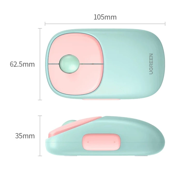 Ugreen MU102 FUN+ Wireless Mouse, rosa, USB/Bluetooth