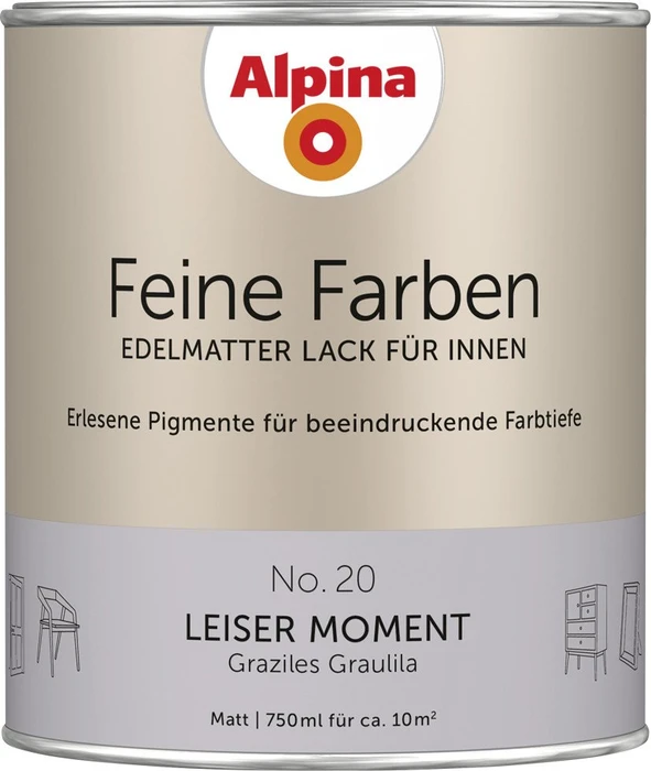 Alpina Farben Feine Farben Lack No. 20 leiser Moment innen graulila edelmatt, 750ml