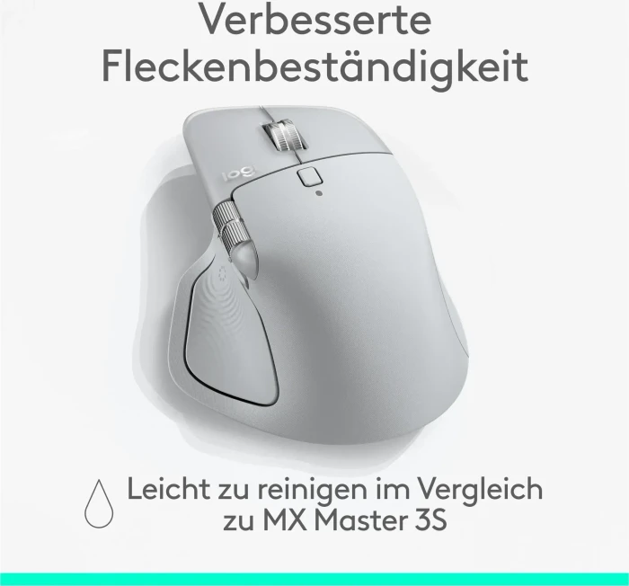 Logitech MX Master 4 Combo for Mac, White Silver, hellgrau, Logi Bolt, USB/Bluetooth, DE
