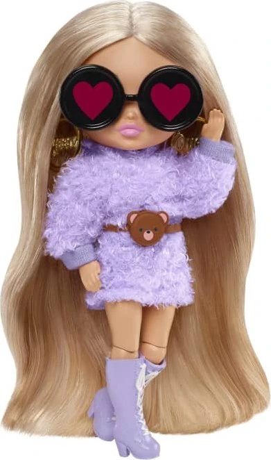 Mattel Barbie - Extra Minis Puppe mit flauschiger lila Kleidung